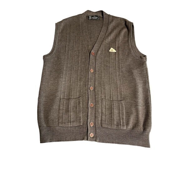 Monte Carlo Alpha Woman Pure New Wool Cardigan Vest Sweater Rib Knit‎ Br… - Picture 1 of 4